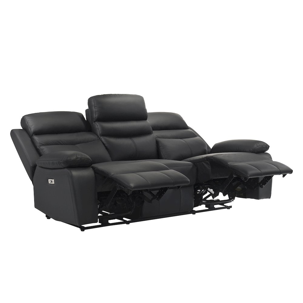Hancock Leather Power Double Reclining Sofa In Black. Picture 5