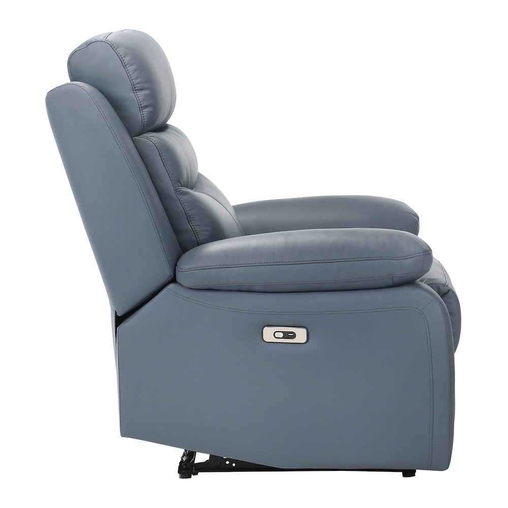 Hancock Leather Power Reclining Chair In Blue. Picture 5