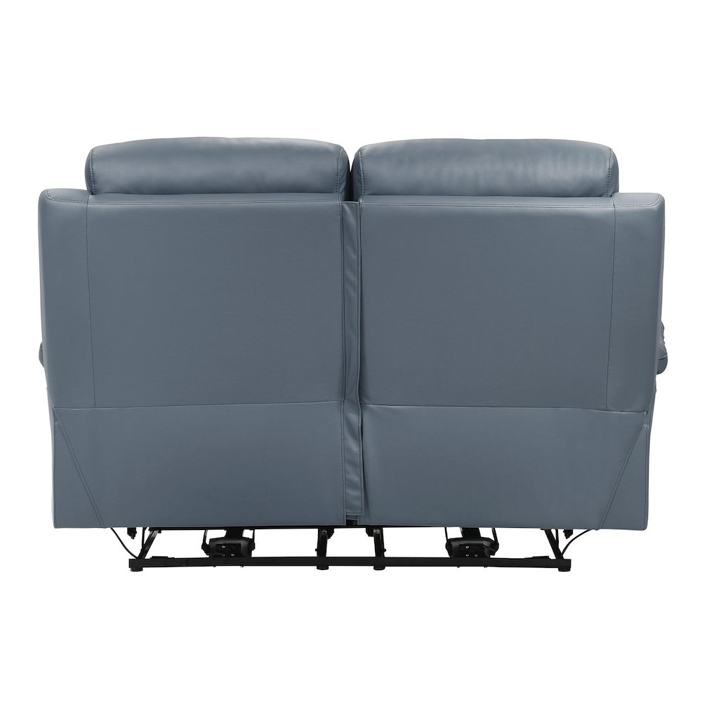Hancock Leather Power Double Reclining Love Seat In Blue. Picture 3