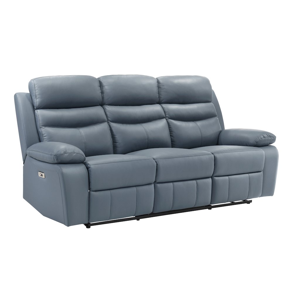 Hancock Leather Power Double Reclining Sofa In Blue. Picture 1