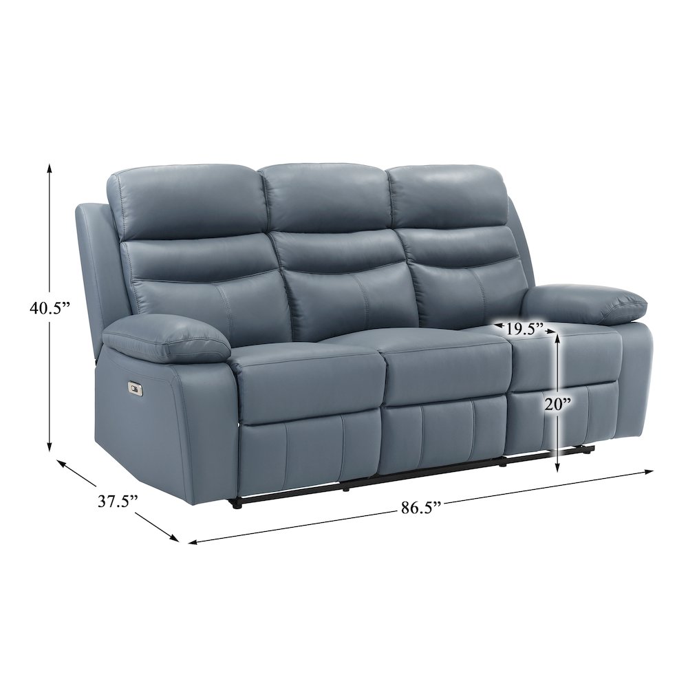 Hancock Leather Power Double Reclining Sofa In Blue. Picture 4
