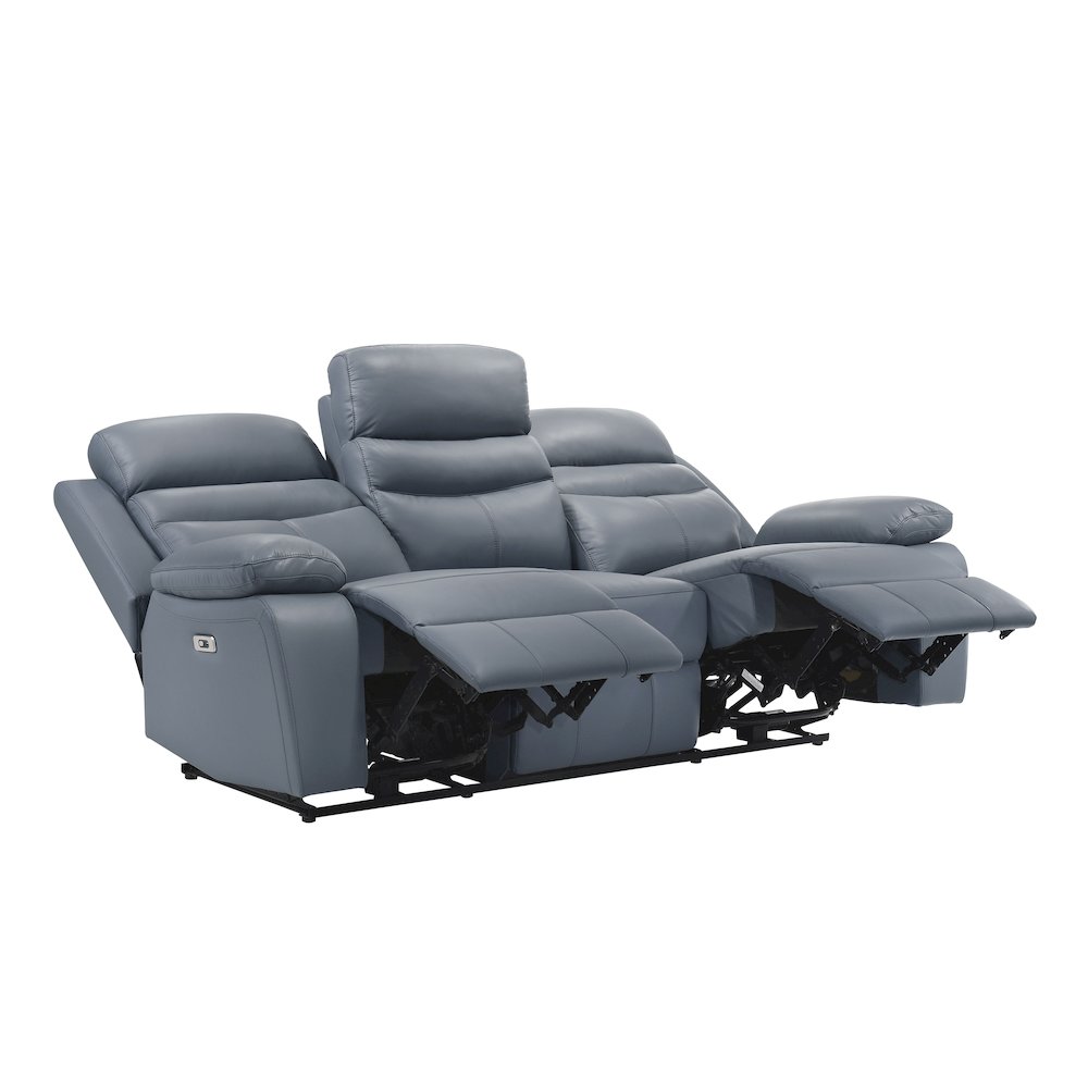 Hancock Leather Power Double Reclining Sofa In Blue. Picture 5