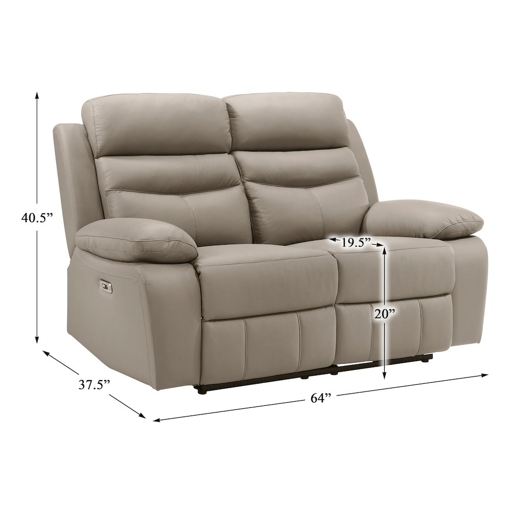 Hancock Leather Power Double Reclining Love Seat In Latte. Picture 4