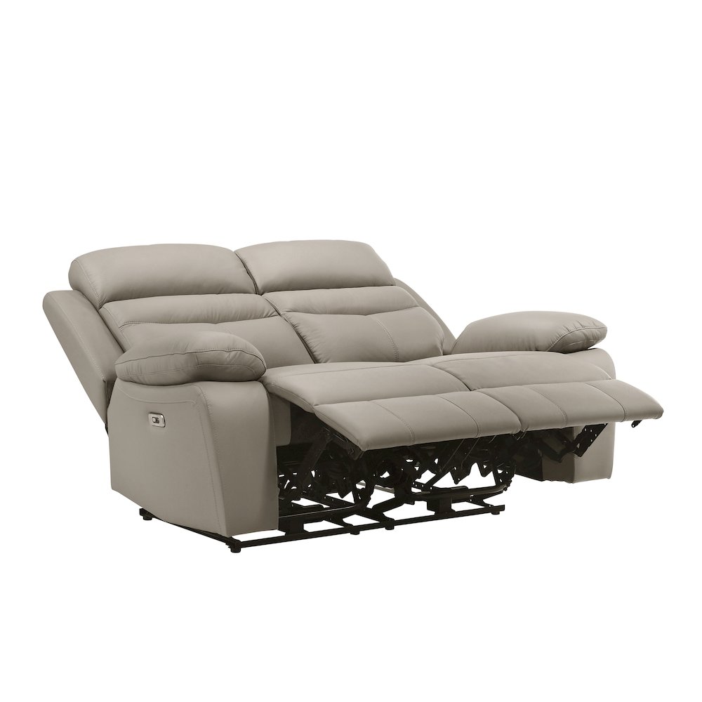 Hancock Leather Power Double Reclining Love Seat In Latte. Picture 5