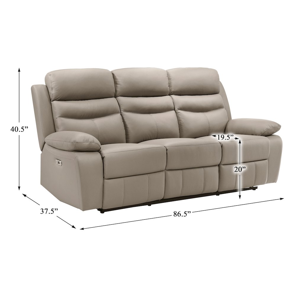 Hancock Leather Power Double Reclining Sofa In Latte. Picture 4