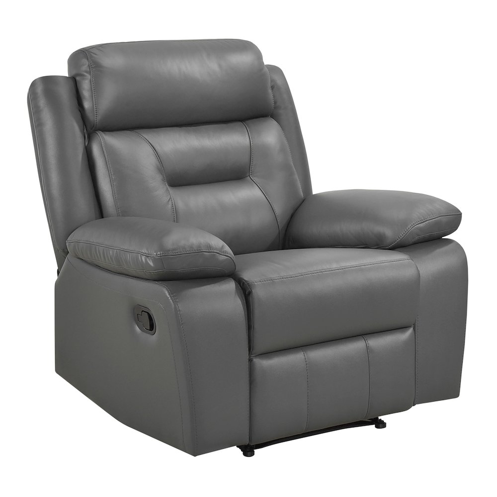 Laconia Leather Reclining Chair In Dark Gray. Picture 1