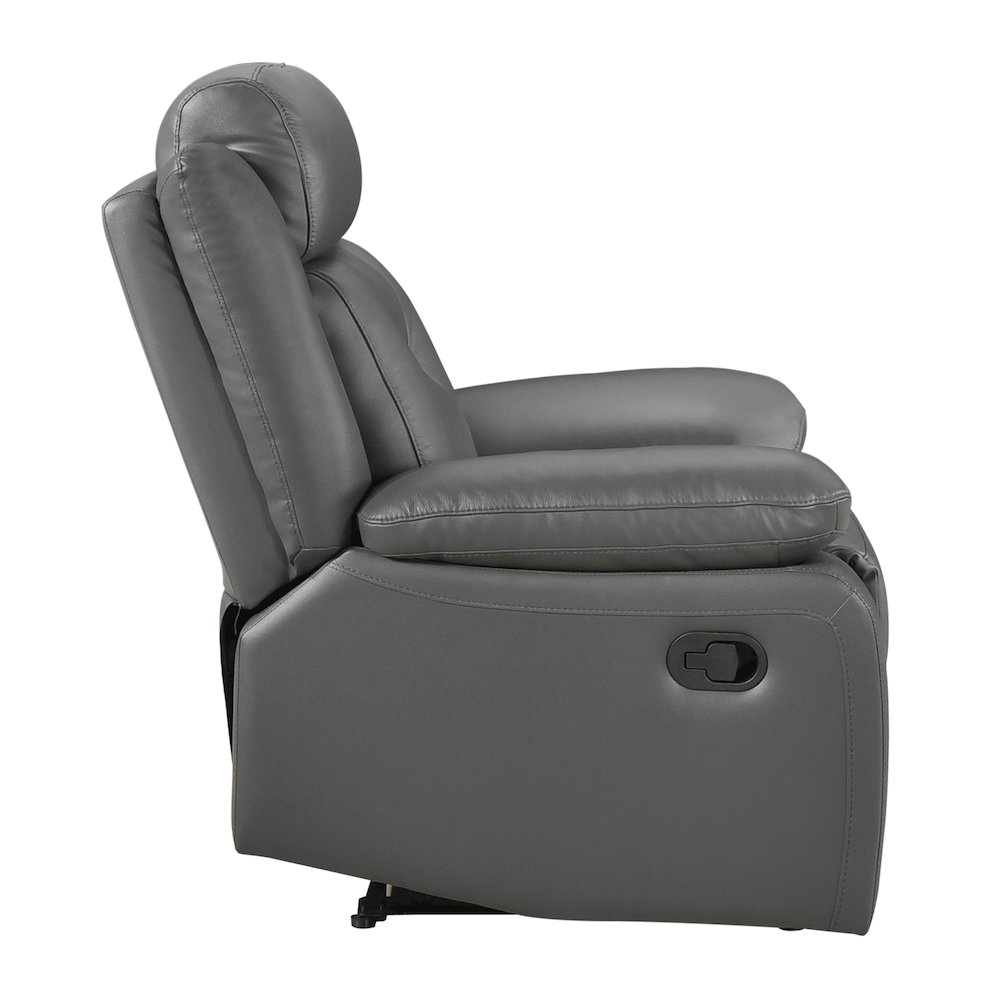 Laconia Leather Reclining Chair In Dark Gray. Picture 5