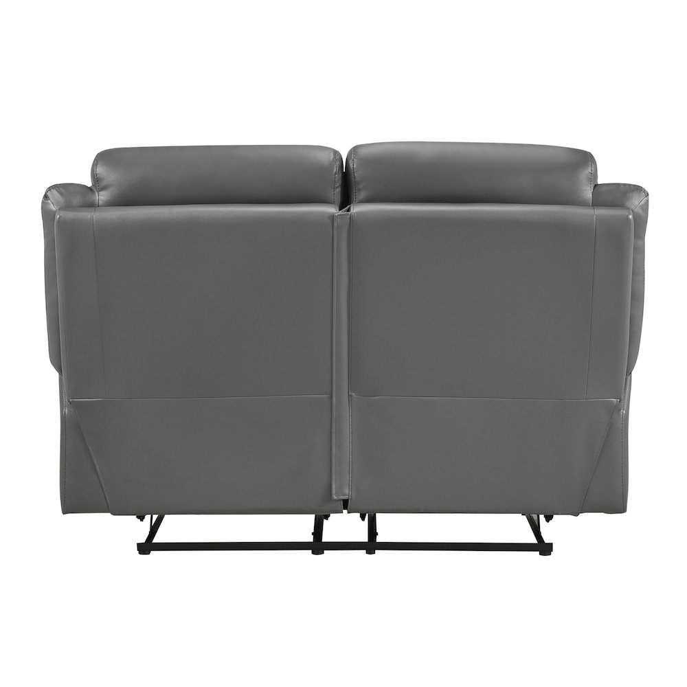 Laconia Leather Double Reclining Love Seat In Dark Gray. Picture 3