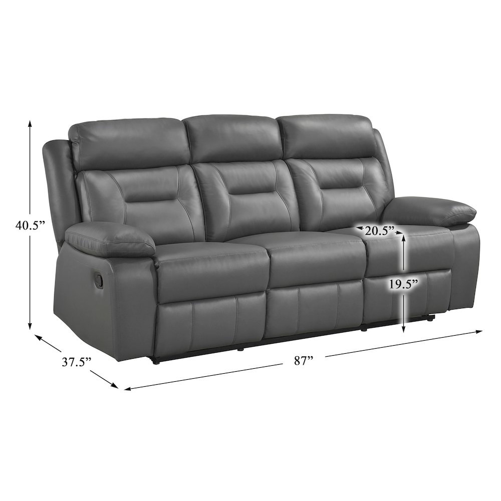 Laconia Leather Double Reclining Sofa In Dark Gray. Picture 4