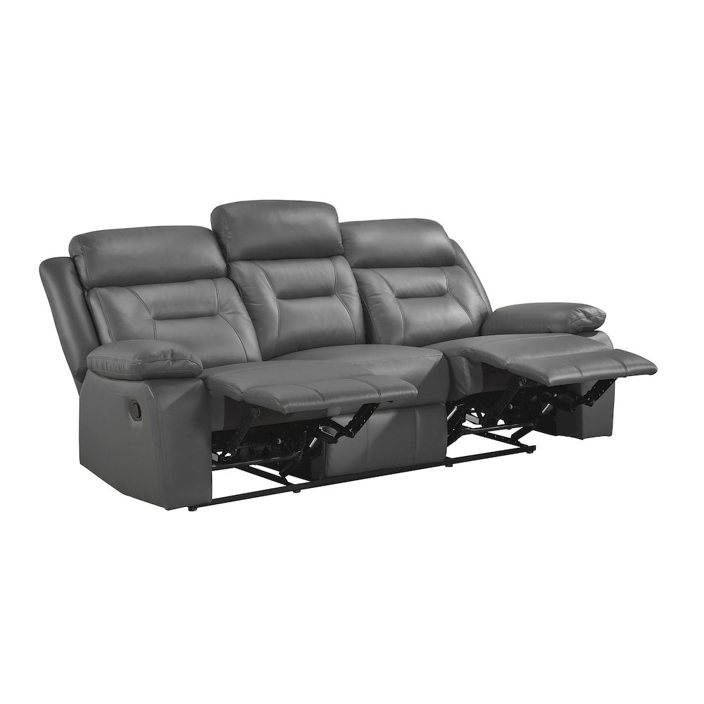 Laconia Leather Double Reclining Sofa In Dark Gray. Picture 5