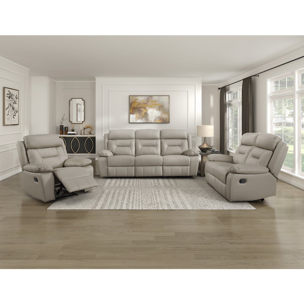 Laconia Leather Reclining Chair In Latte. Picture 3