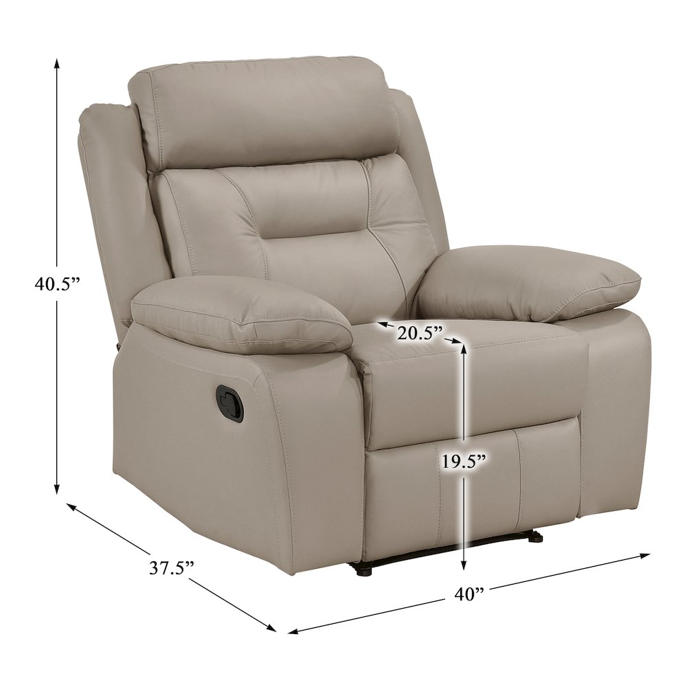 Laconia Leather Reclining Chair In Latte. Picture 5