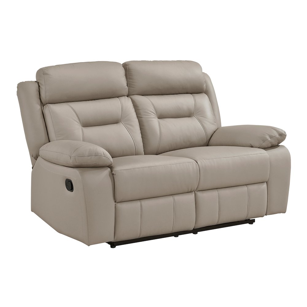 Laconia Leather Double Reclining Love Seat In Latte. Picture 1