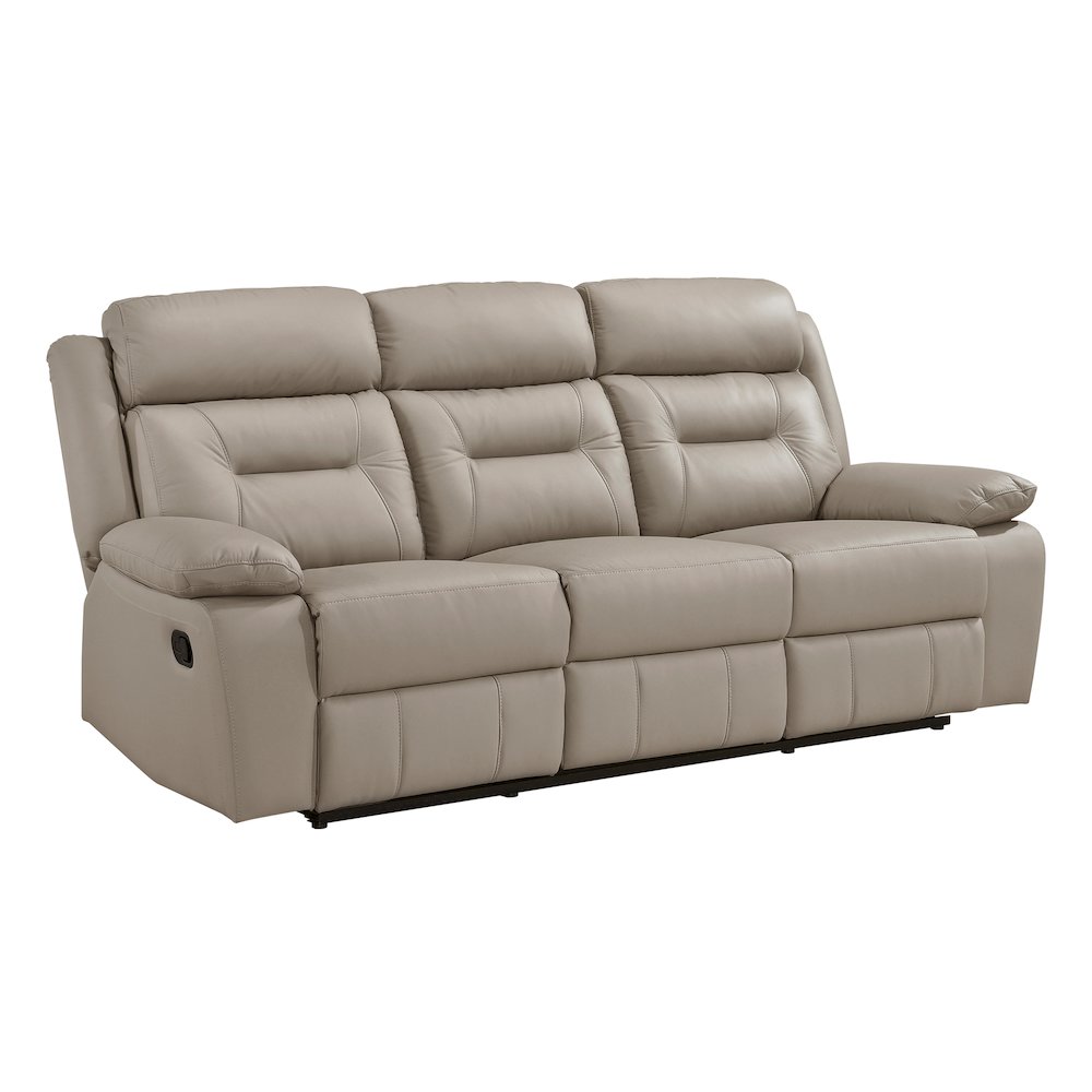 Laconia Leather Double Reclining Sofa In Latte. Picture 1