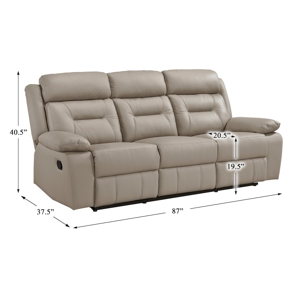 Laconia Leather Double Reclining Sofa In Latte. Picture 4