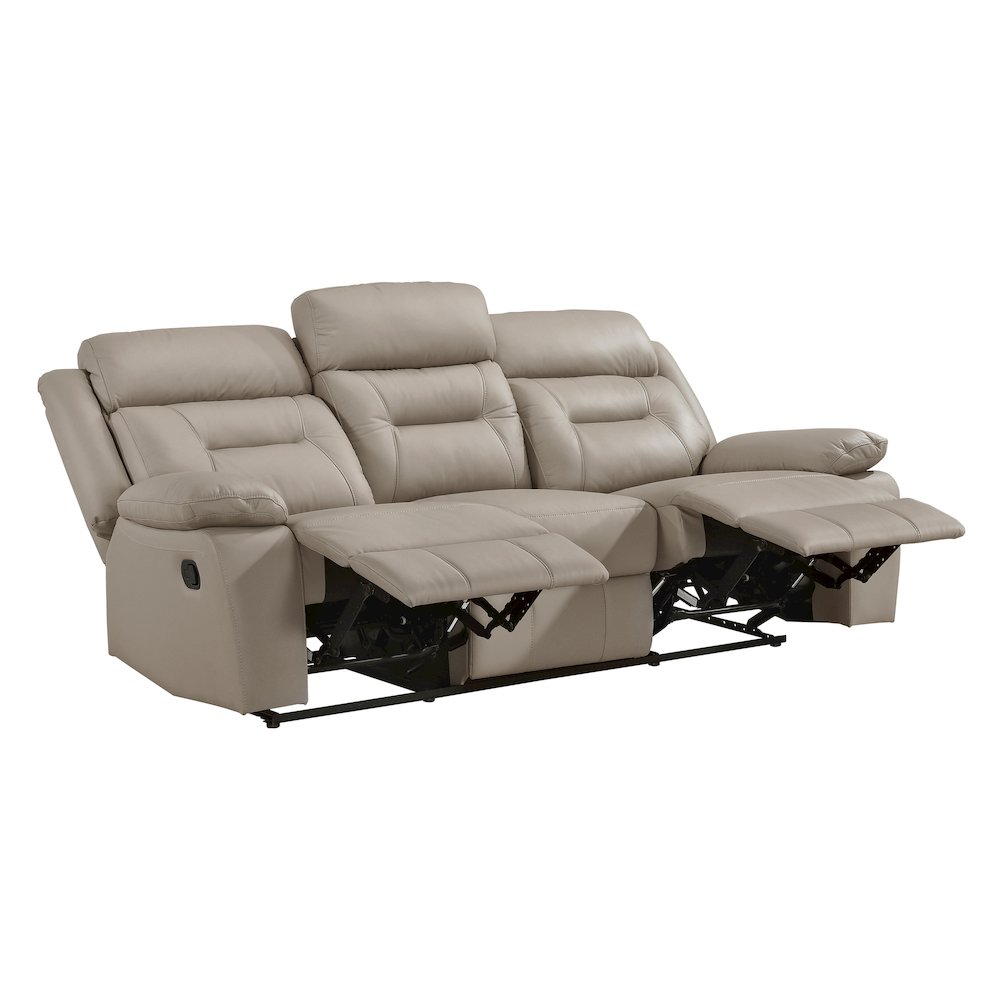 Laconia Leather Double Reclining Sofa In Latte. Picture 5