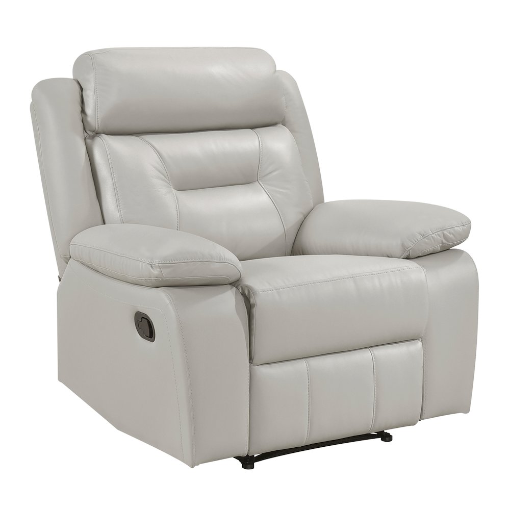 Laconia Leather Reclining Chair In Silver. Picture 1