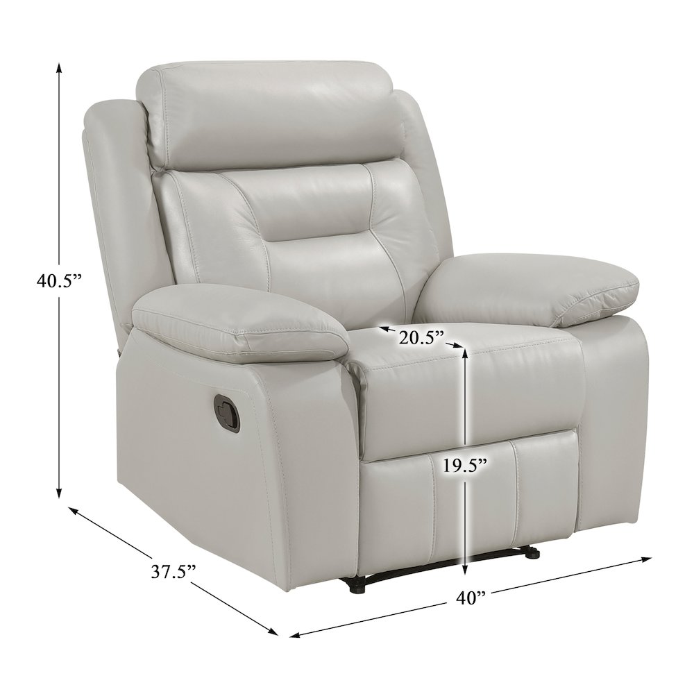 Laconia Leather Reclining Chair In Silver. Picture 4