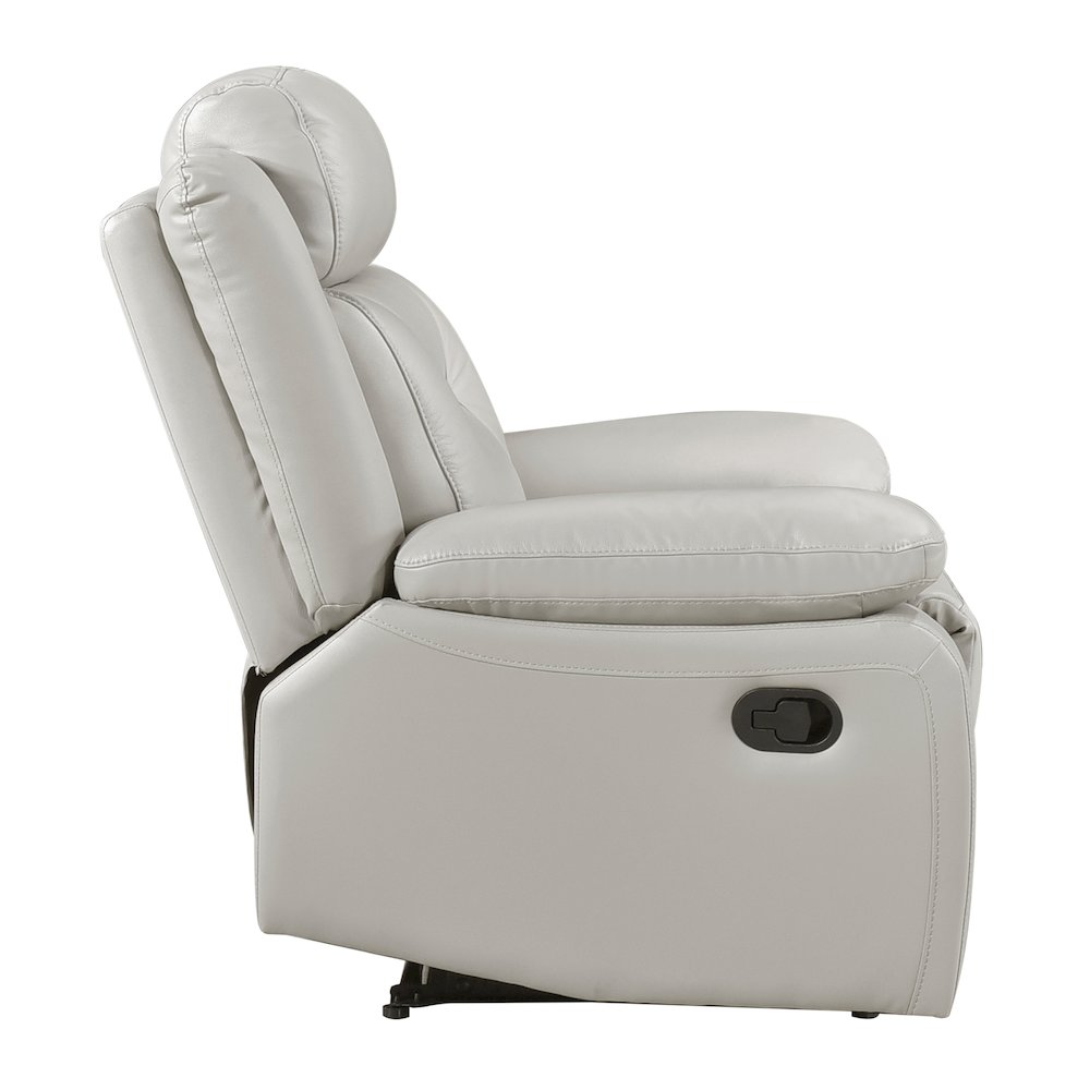 Laconia Leather Reclining Chair In Silver. Picture 5