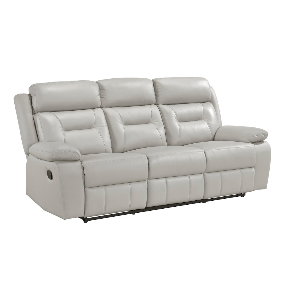 Laconia Leather Double Reclining Sofa In Silver. Picture 1