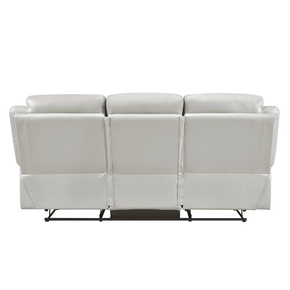 Laconia Leather Double Reclining Sofa In Silver. Picture 3