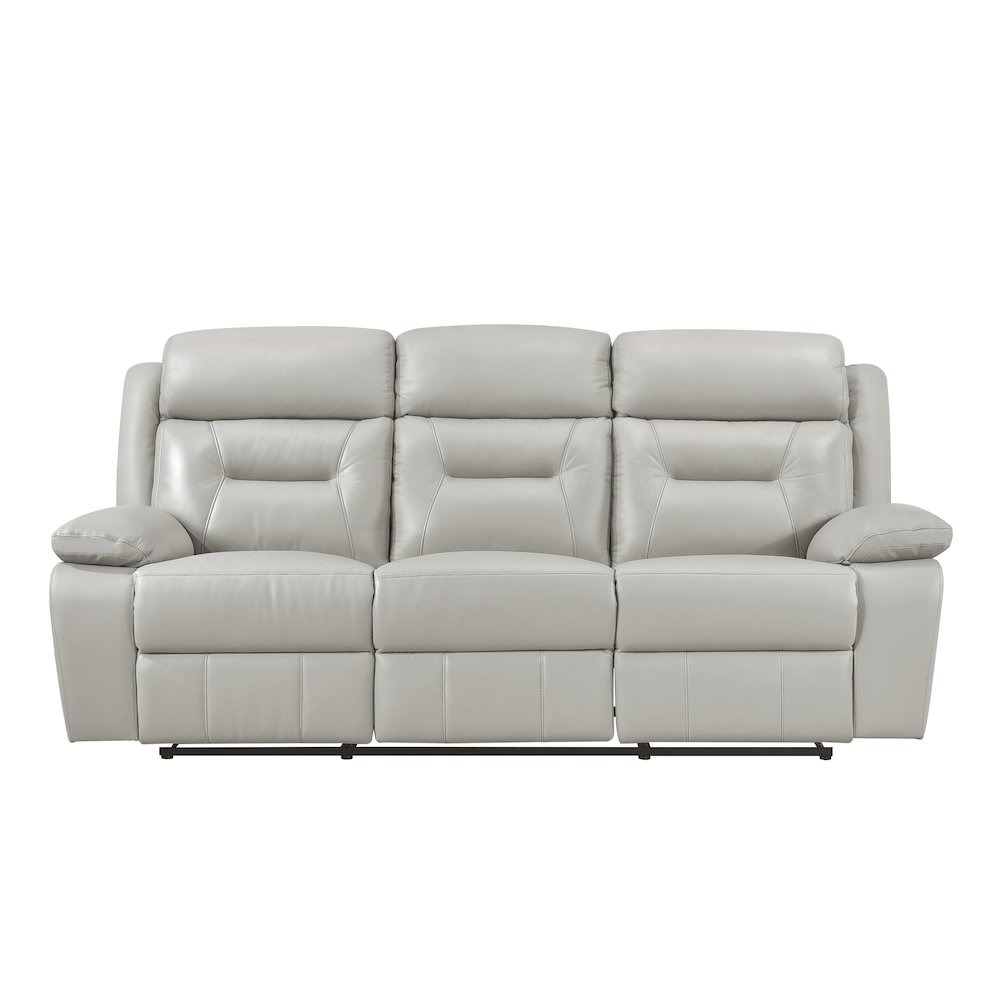 Laconia Leather Double Reclining Sofa In Silver. Picture 5