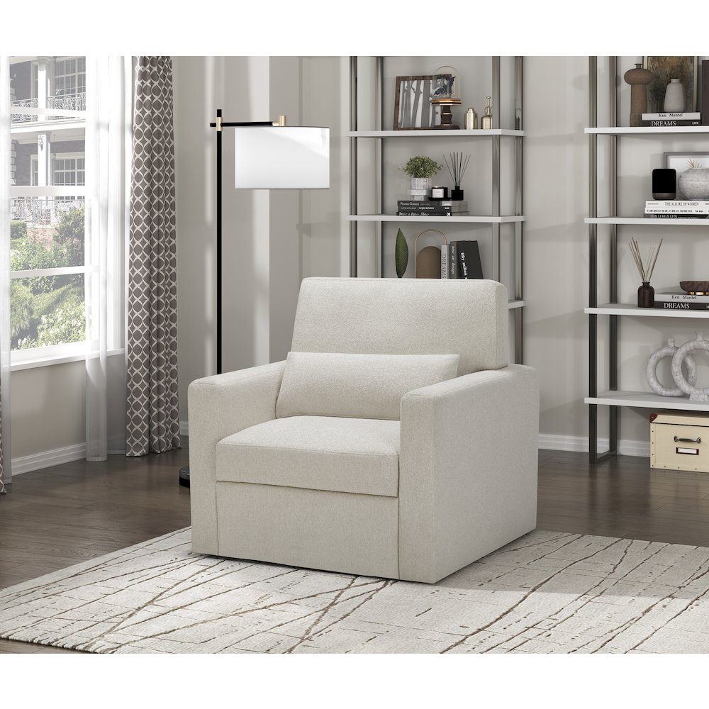 Lexicon Pompano Boucle Swivel Chair in Beige. Picture 2