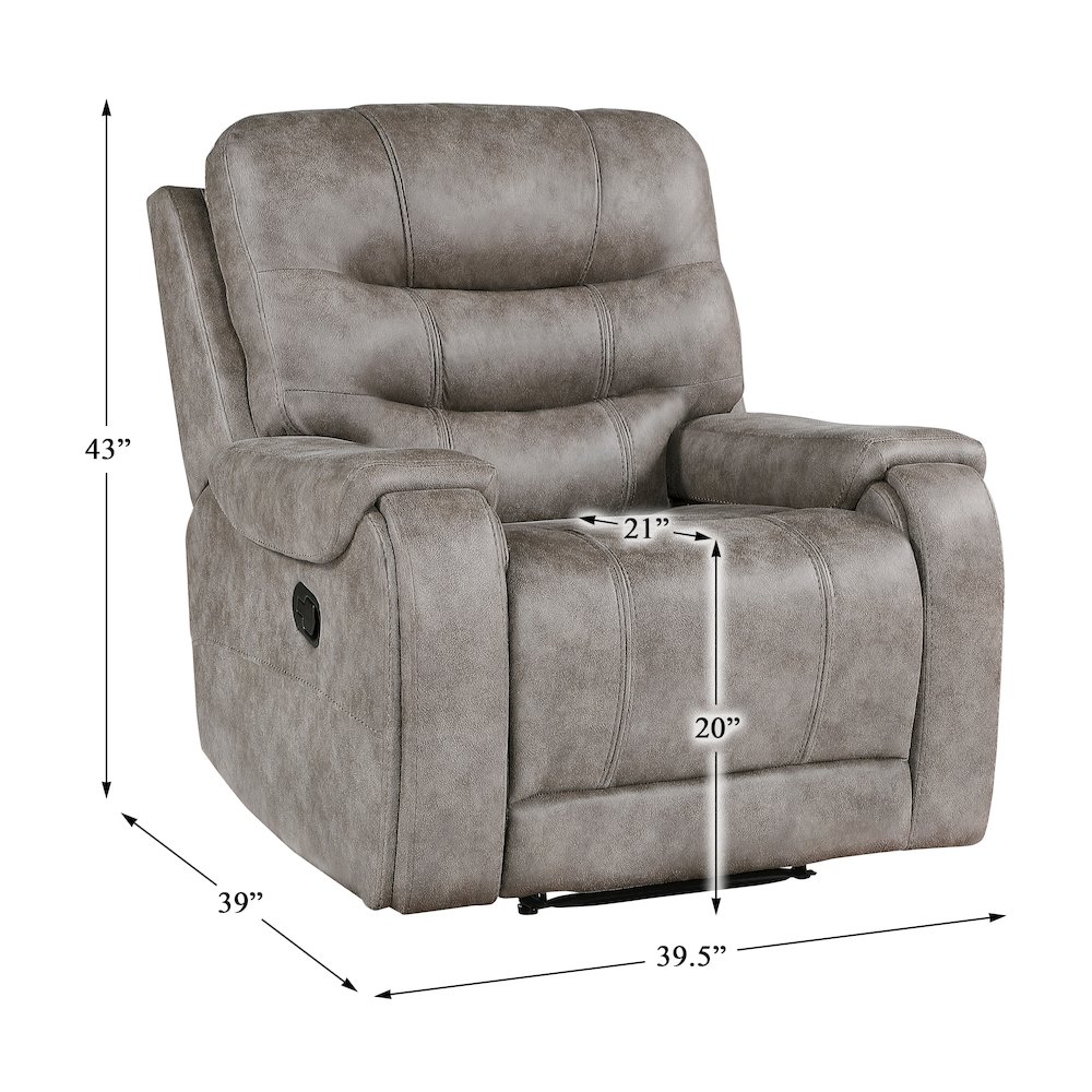 Oberon Microfiber Reclining Chair In Grayish Brown. Picture 4