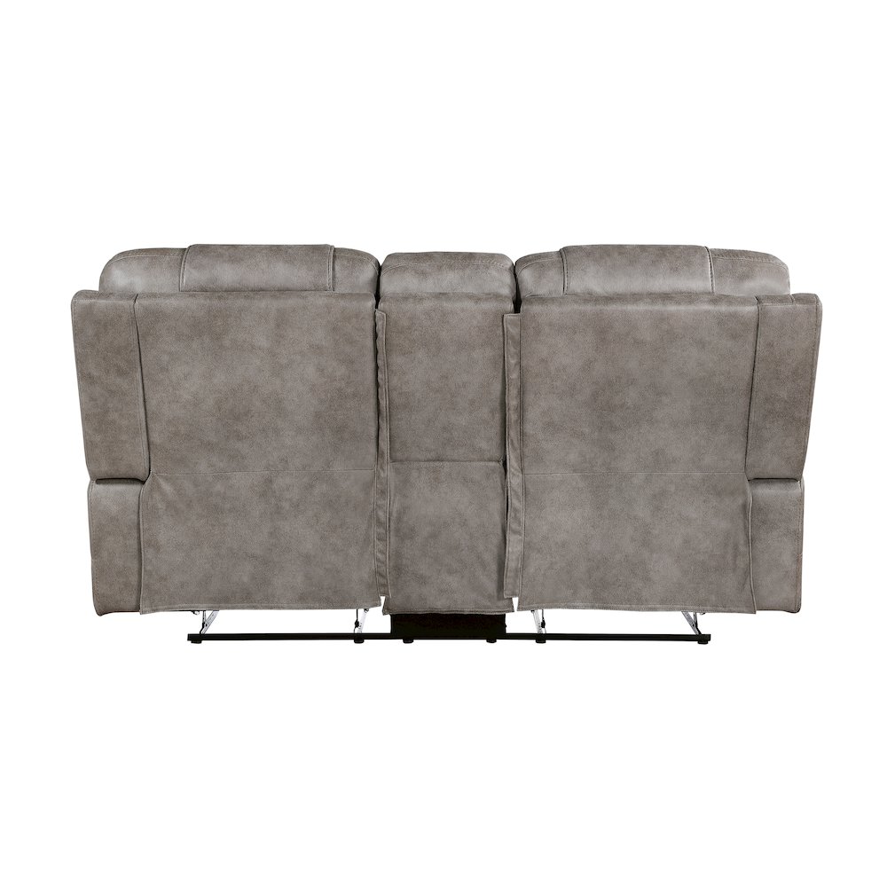 Oberon Microfiber Double Reclining Love Seat In Grayish Brown. Picture 3