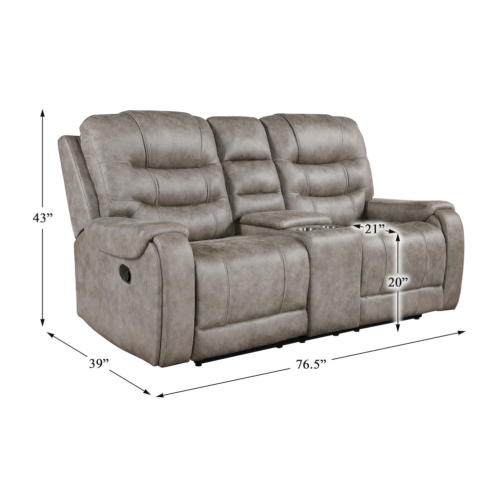 Oberon Microfiber Double Reclining Love Seat In Grayish Brown. Picture 4