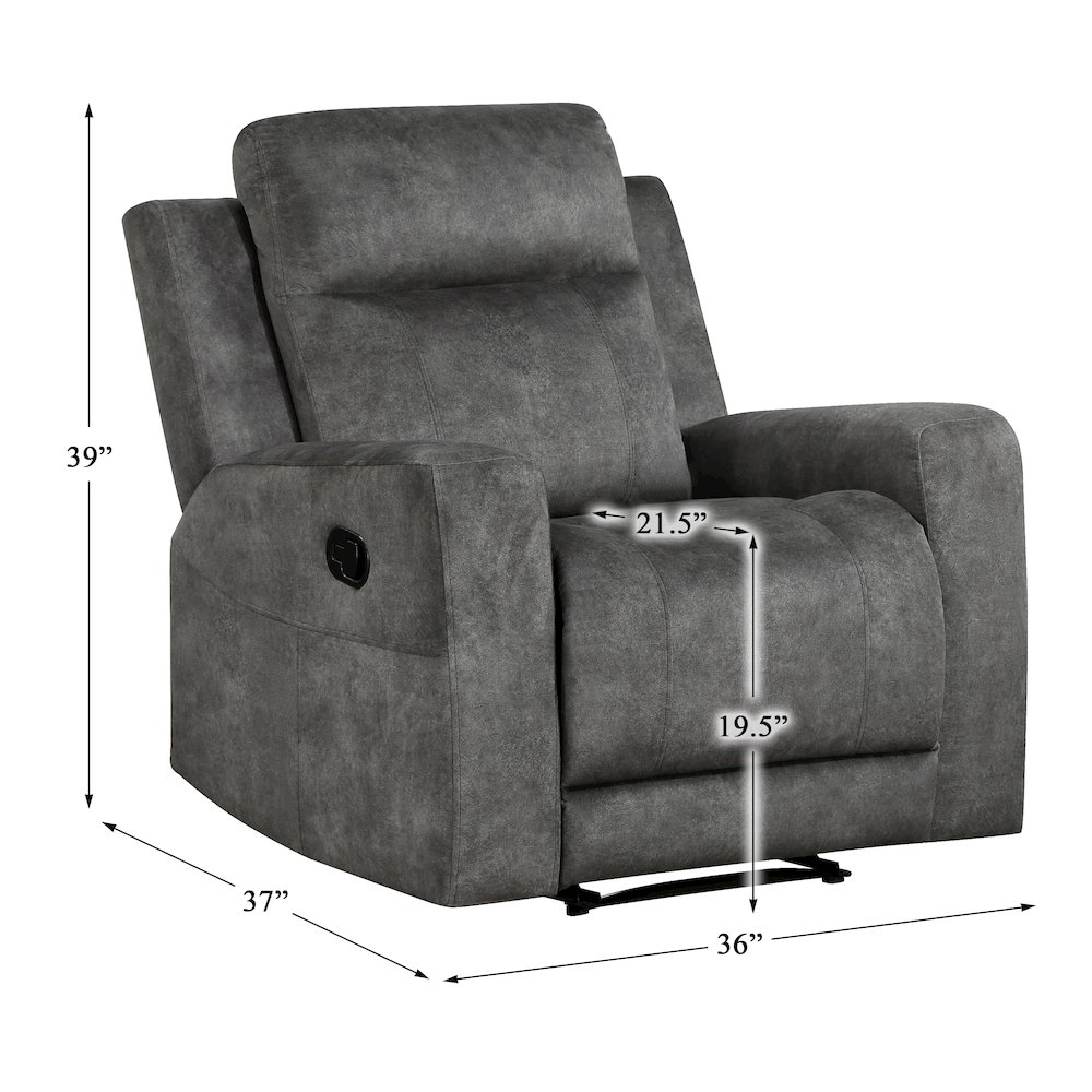 Yates Microfiber Reclining Chair In Dark Gray. Picture 2