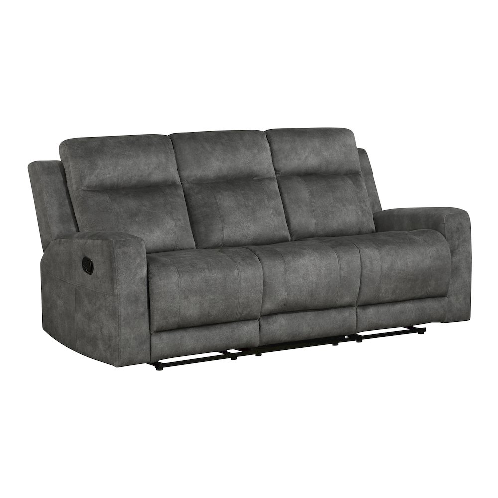 Yates Microfiber Double Reclining Sofa In Dark Gray. Picture 1
