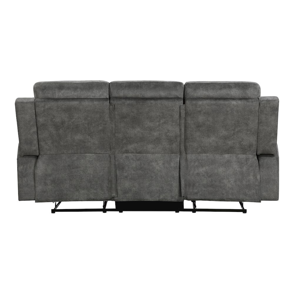 Yates Microfiber Double Reclining Sofa In Dark Gray. Picture 3