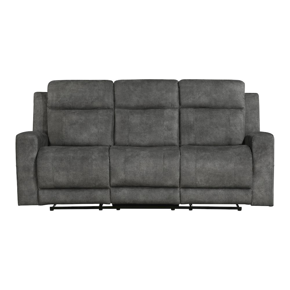 Yates Microfiber Double Reclining Sofa In Dark Gray. Picture 5