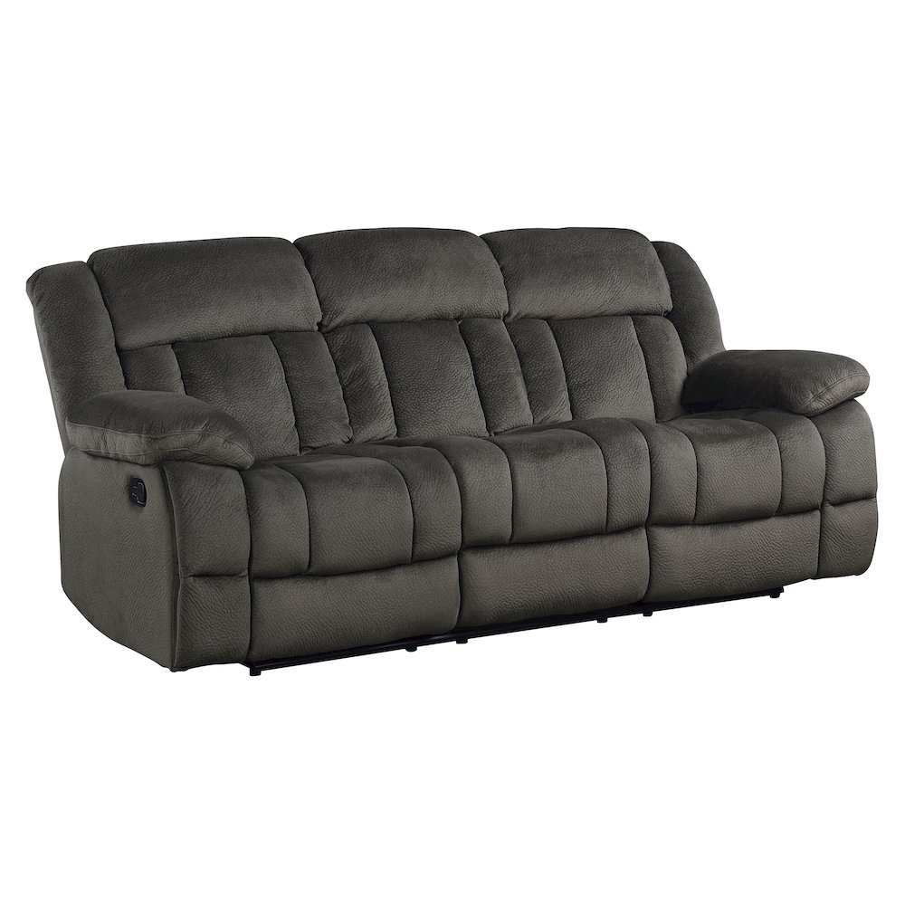 Laurelton Microfiber Double Reclining Sofa In Chocolate. Picture 1