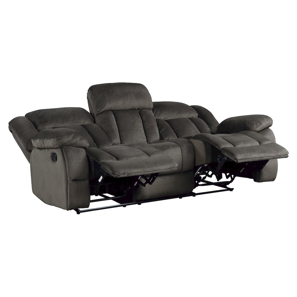 Laurelton Microfiber Double Reclining Sofa In Chocolate. Picture 3