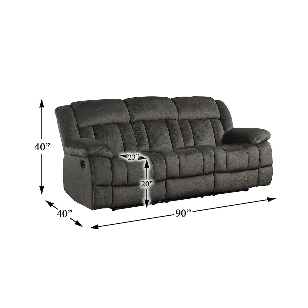 Laurelton Microfiber Double Reclining Sofa In Chocolate. Picture 4