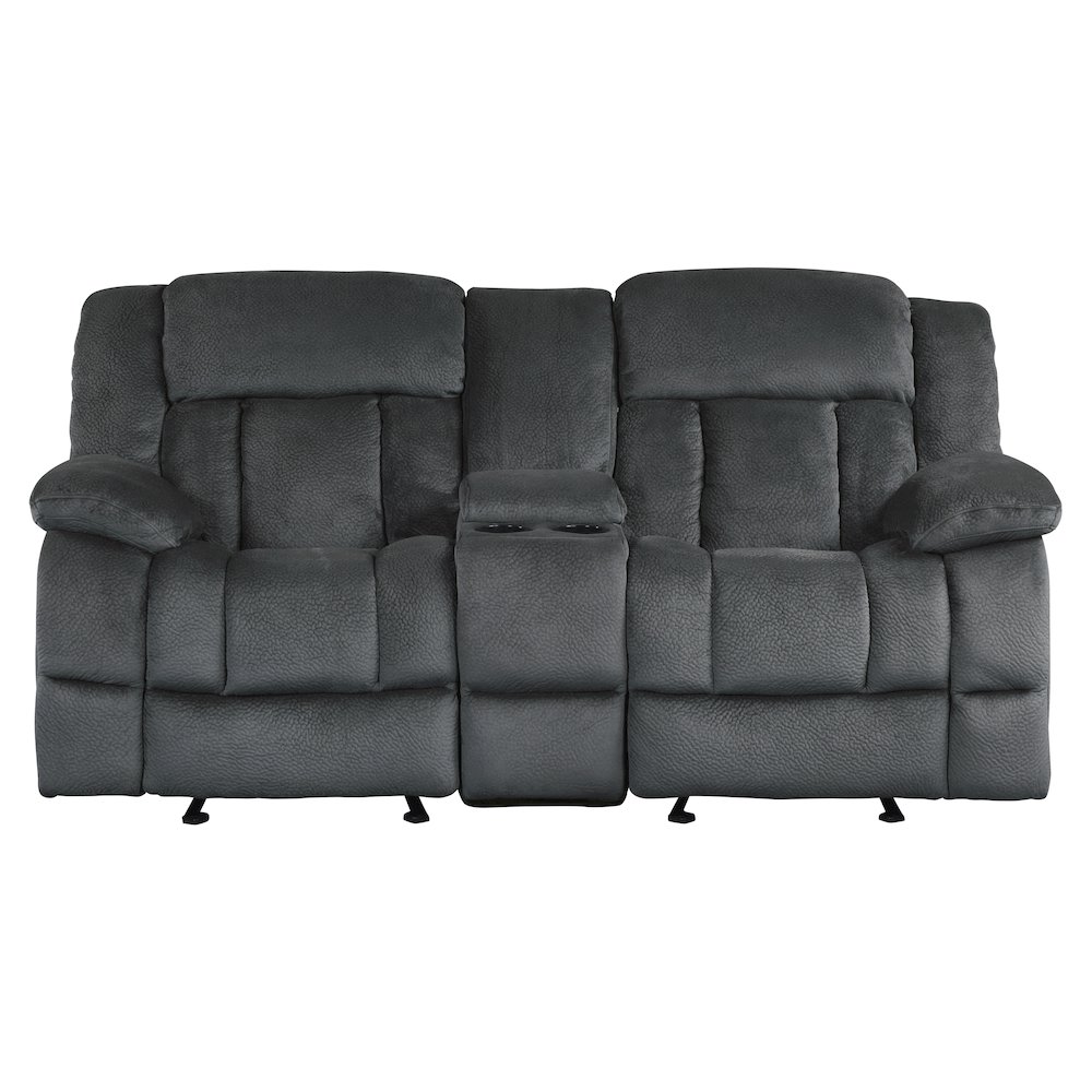 Laurelton Microfiber Double Glider Reclining Love Seat In Charcoal. Picture 3