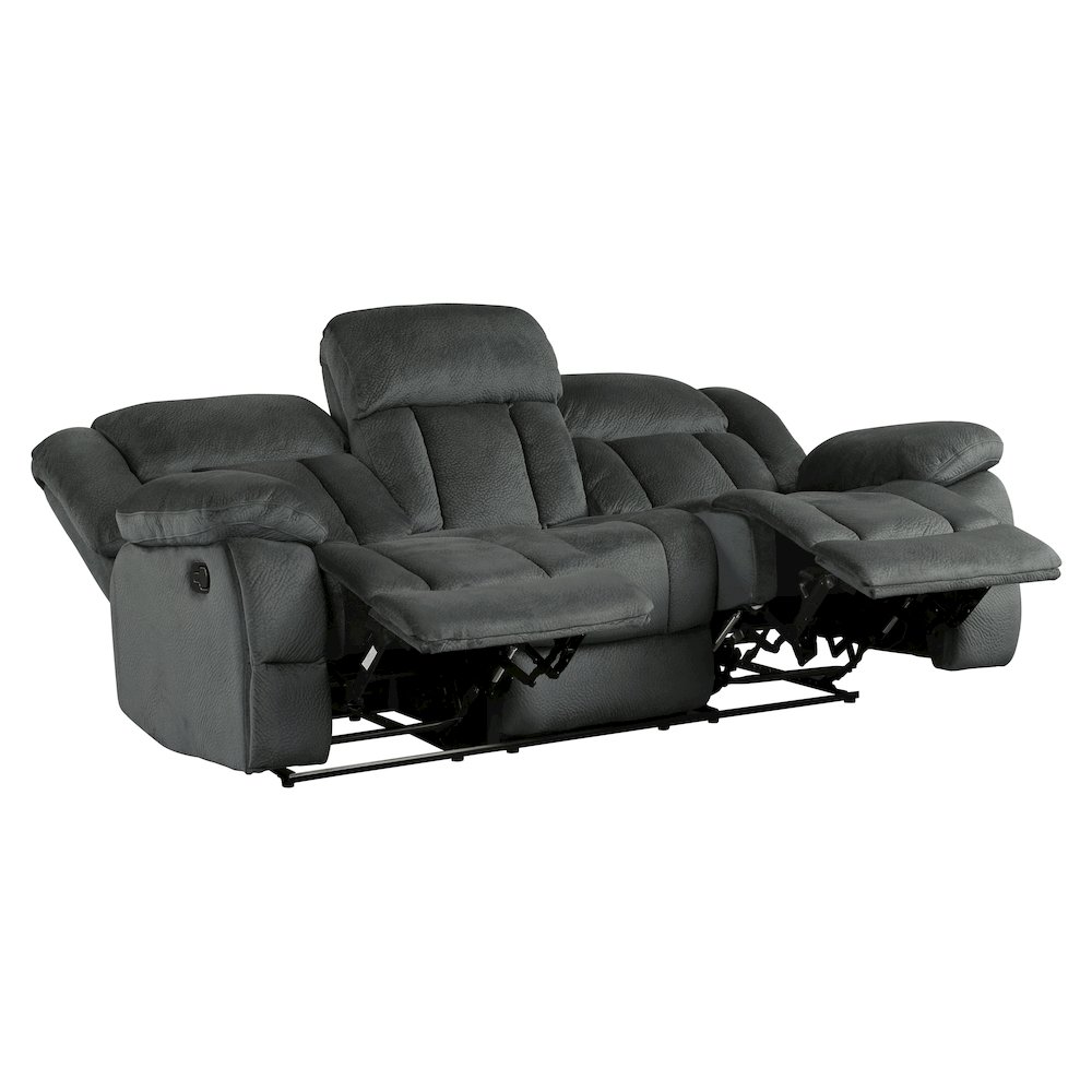Laurelton Microfiber Double Reclining Sofa, Charcoal In Charcoal. Picture 3