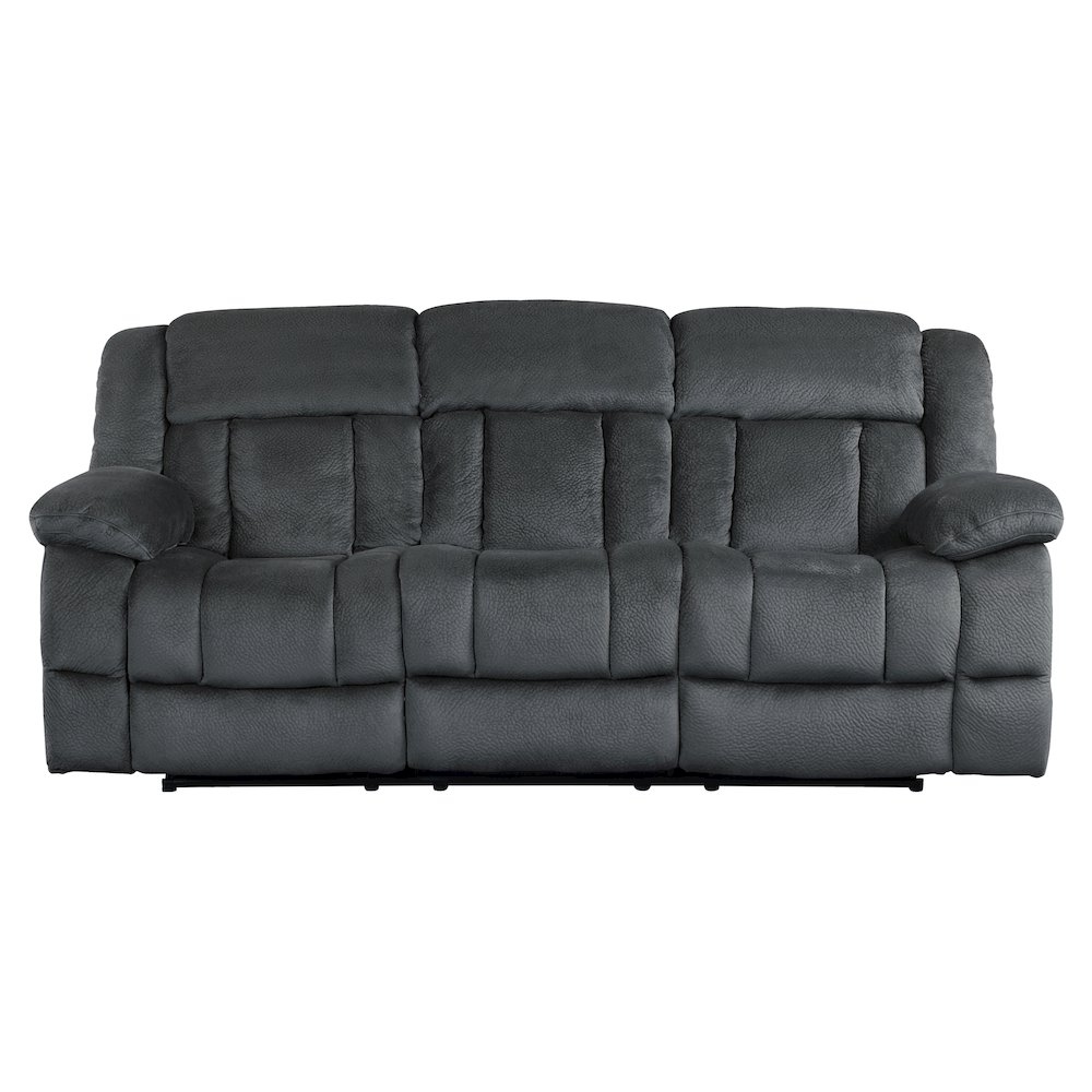 Laurelton Microfiber Double Reclining Sofa, Charcoal In Charcoal. Picture 5
