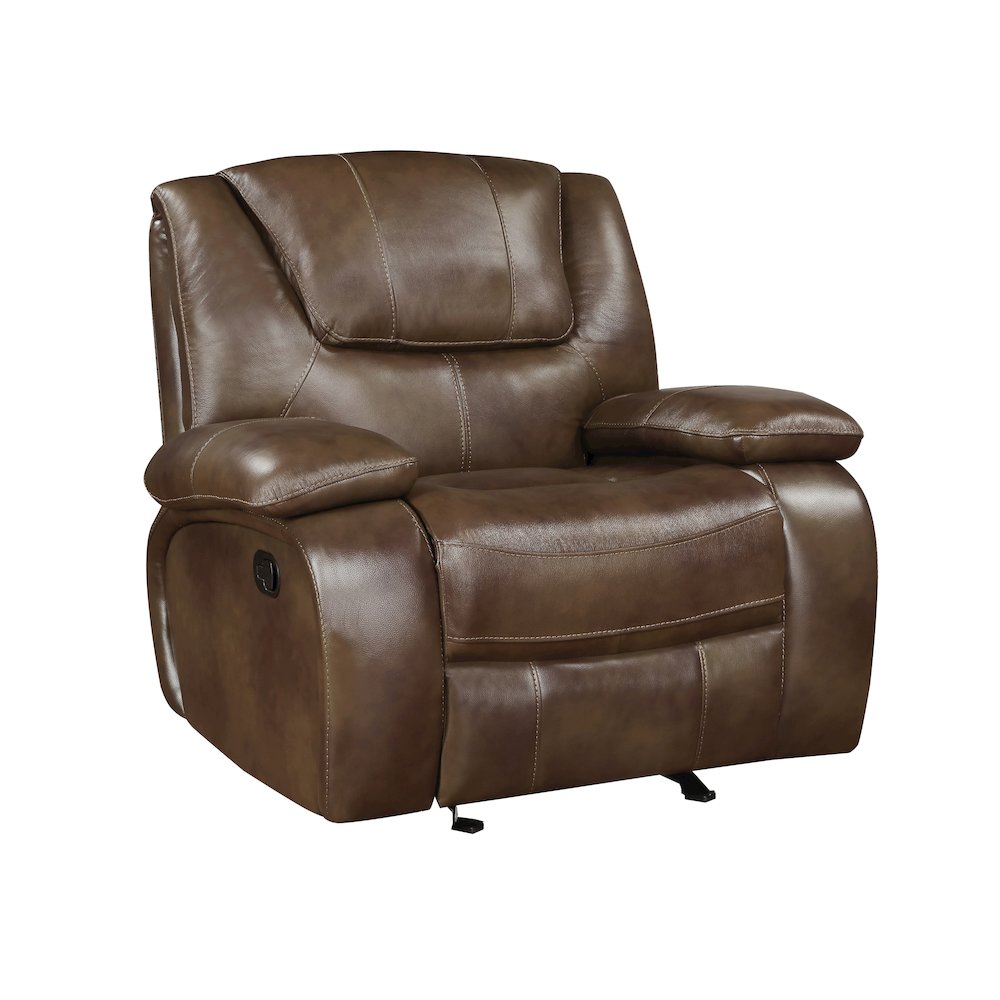 Ellicott Leather Glider Reclining Chair In Brown. Picture 1