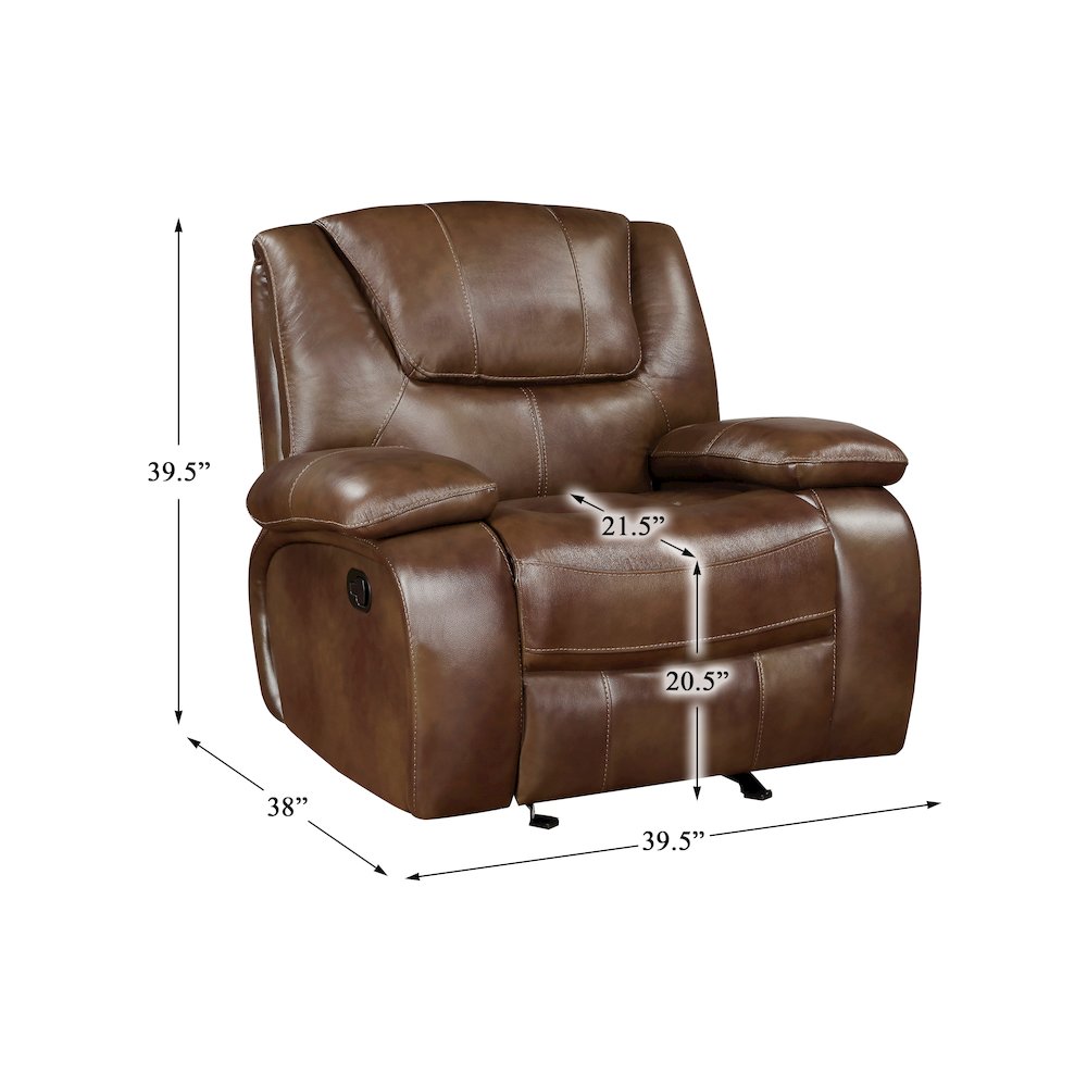 Ellicott Leather Glider Reclining Chair In Brown. Picture 4