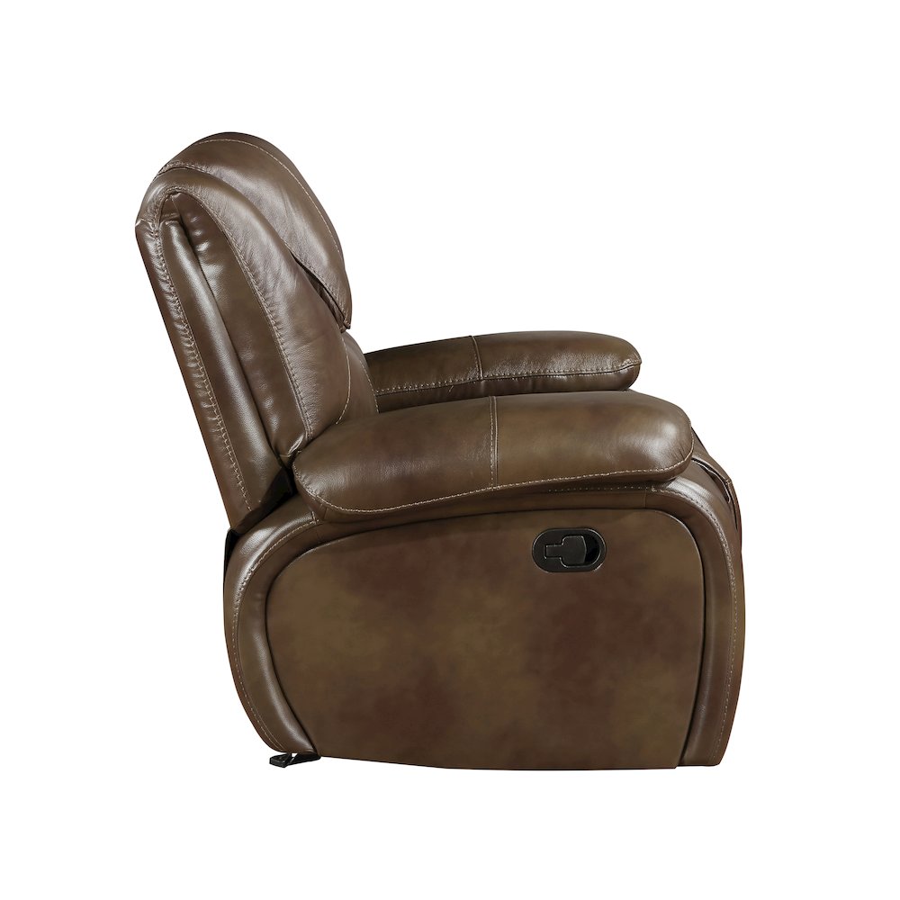 Ellicott Leather Glider Reclining Chair In Brown. Picture 5