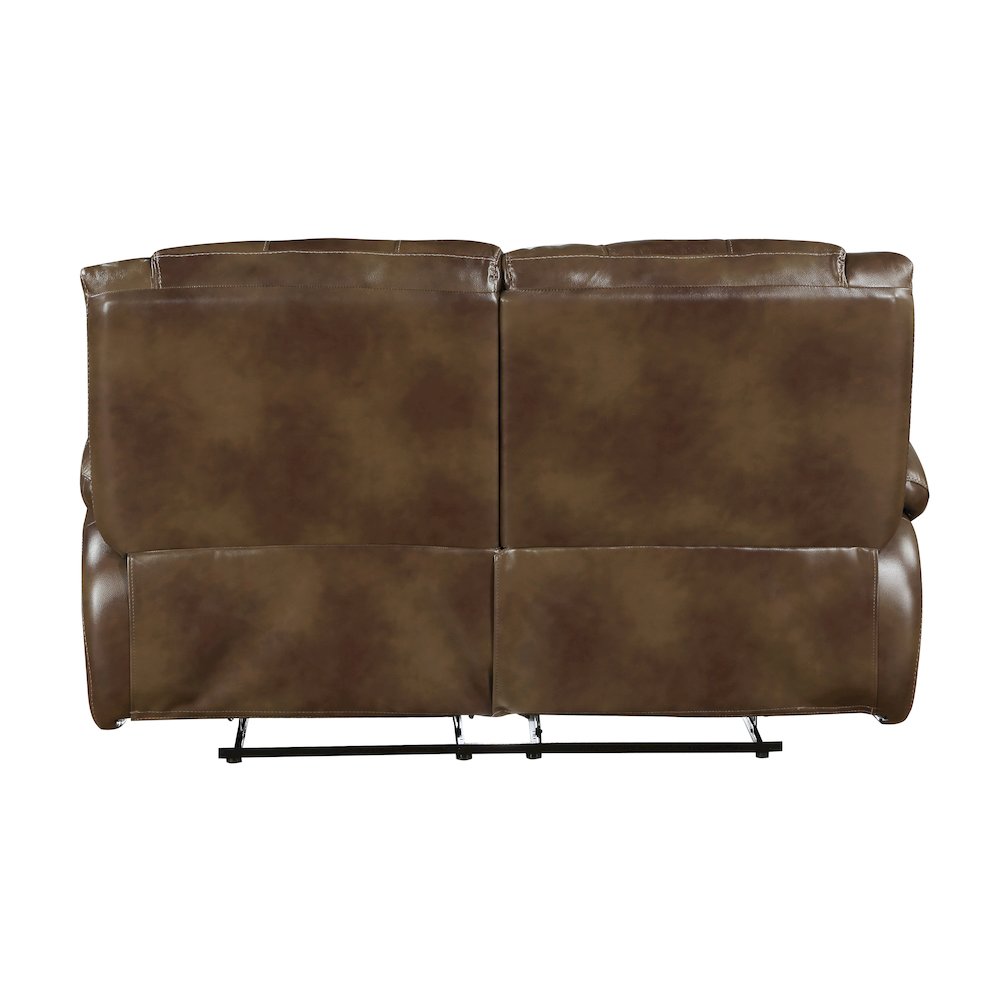 Ellicott Leather Double Reclining Love Seat In Brown. Picture 3