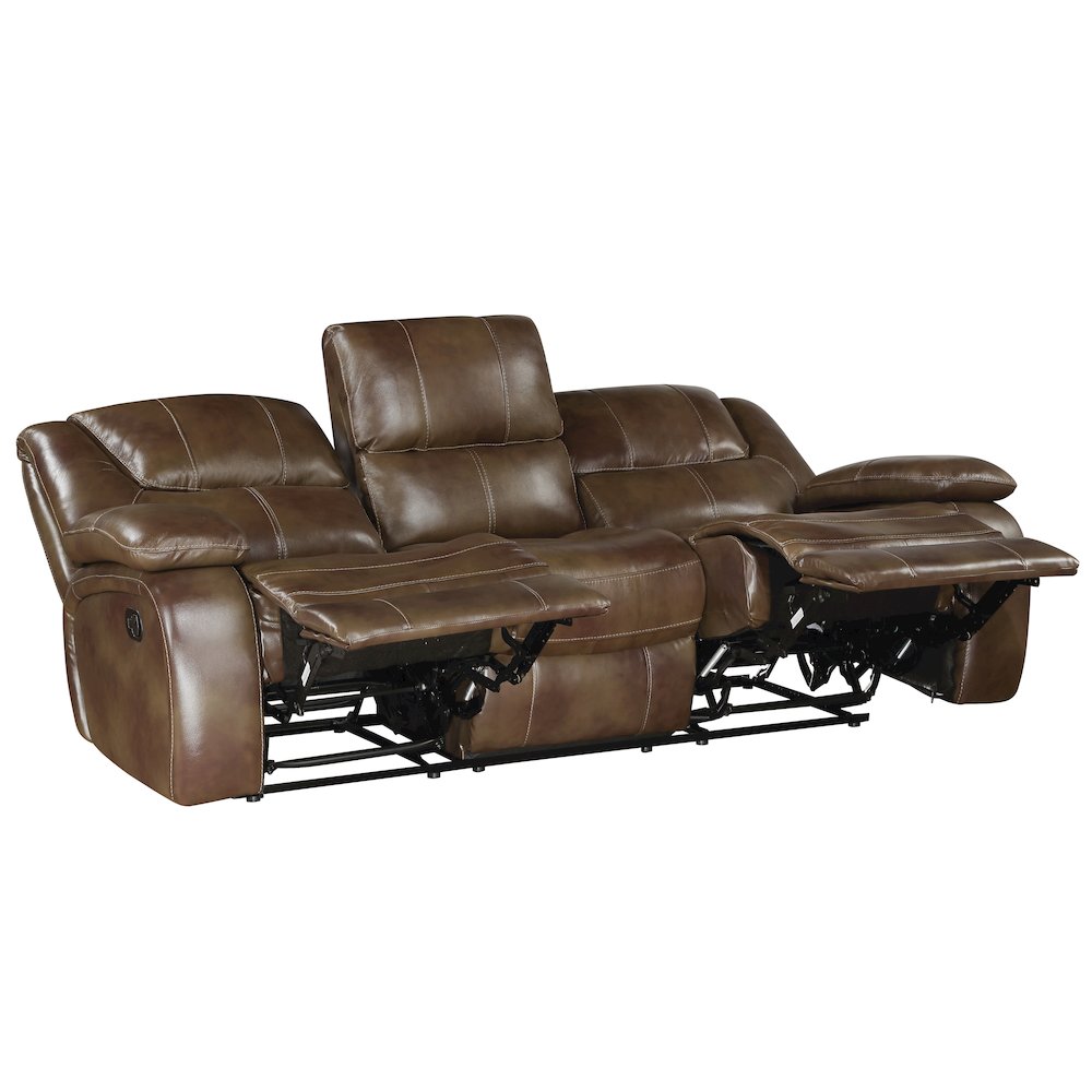 Ellicott Leather Double Reclining Sofa In Brown. Picture 5