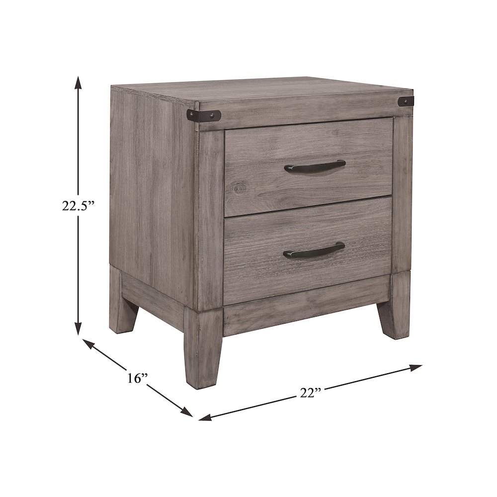 Woodrow Asian Hardwood Nightstand in Gray. Picture 4