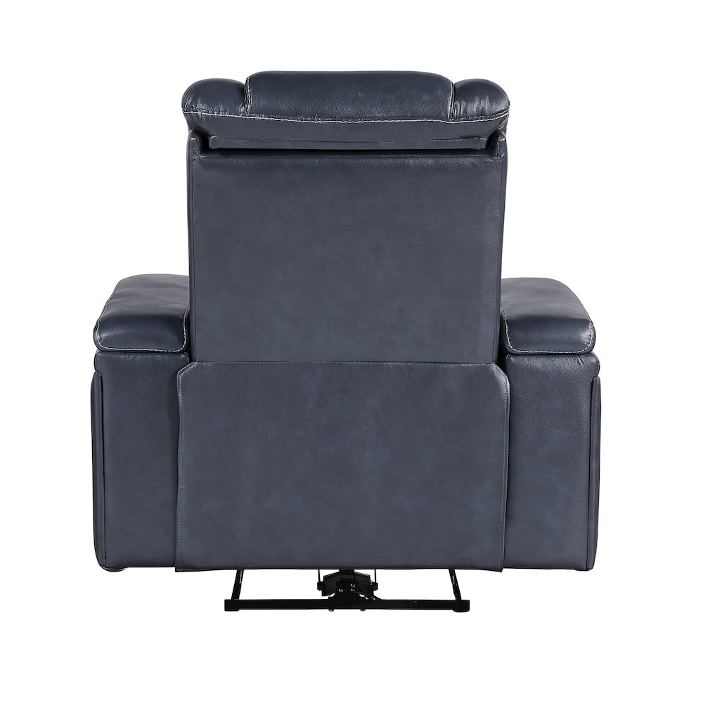 Lexicon Keziah Leather Power Reclining Chair with Power Headrest in Blue. Picture 1