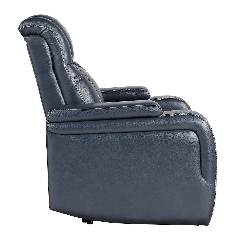 Lexicon Keziah Leather Power Reclining Chair with Power Headrest in Blue. Picture 2
