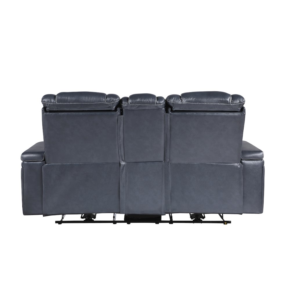 Lexicon Keziah Leather Power Double Reclining Love Seat in Blue. Picture 3