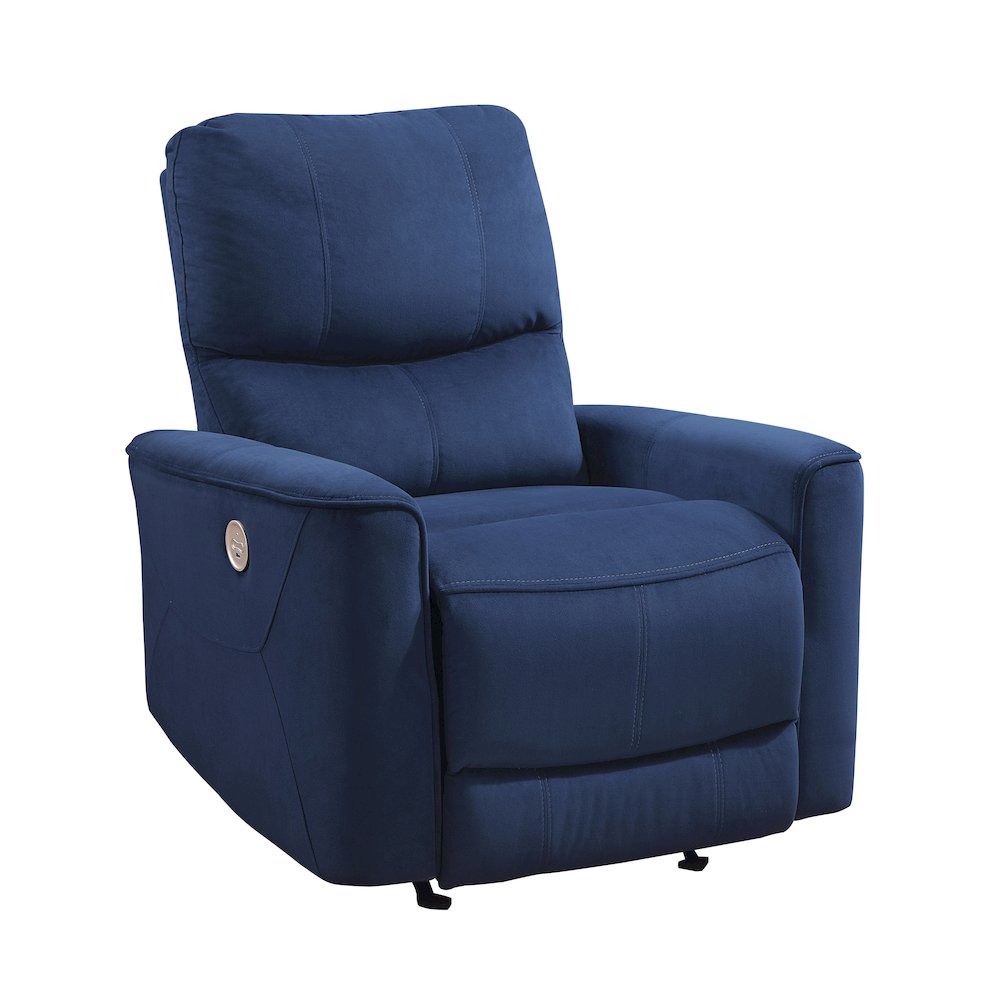 Lexicon Artem Velvet Power Rocker Reclining Chair in Navy. Picture 1